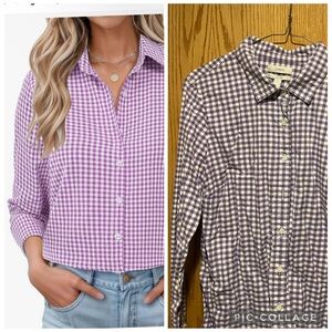 J. Crew Lavender Gingham Button Down Shirt
